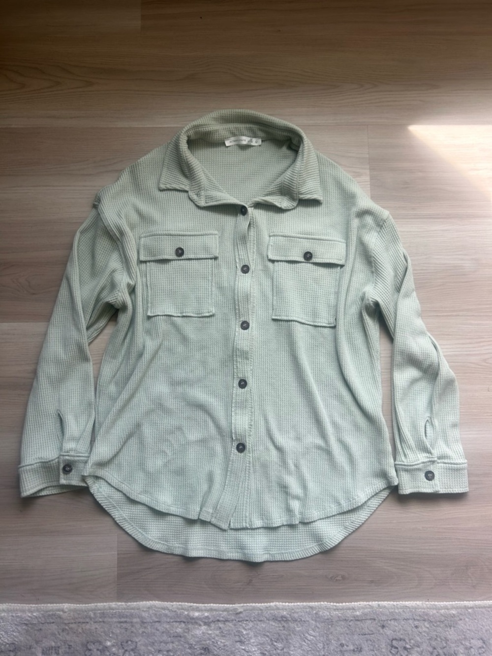 Altard State Sage Green Waffle Knit Shacket (Size Large)
